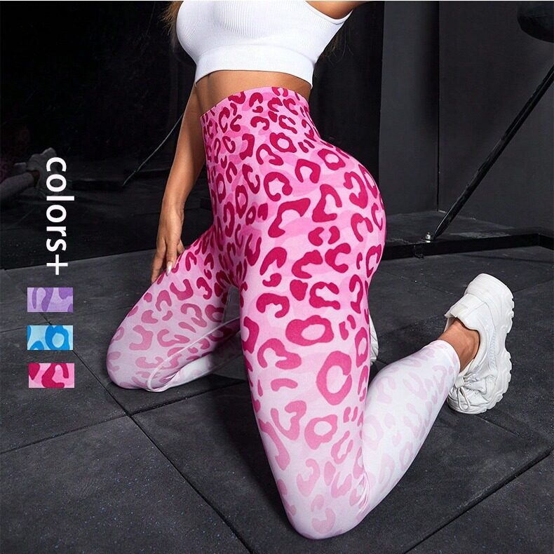 Seamless Cheetah Yoga Pants Tight High Waist Hip