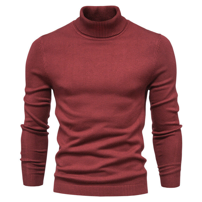 Men's Solid Color Slim Pullover Turtleneck Sweater Winter