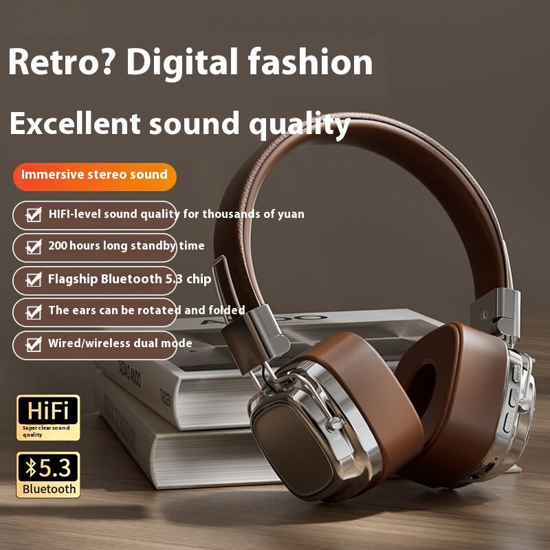 Retro Wireless Bluetooth-compatible 5.3 Head-mounted Dynamic Bass Boost