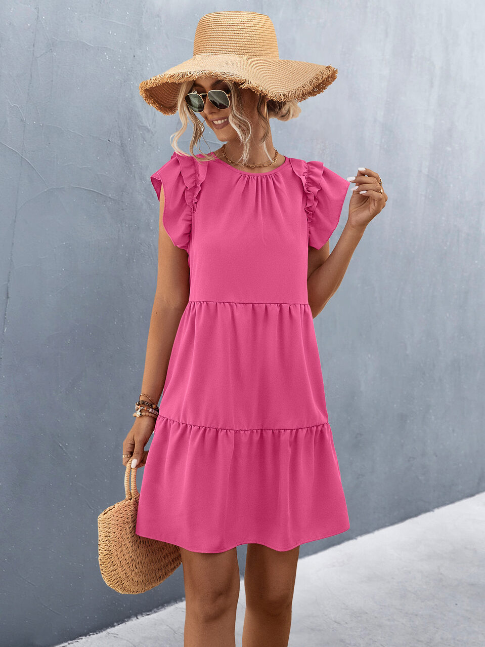 European And American Women's Clothing Solid Color Dress