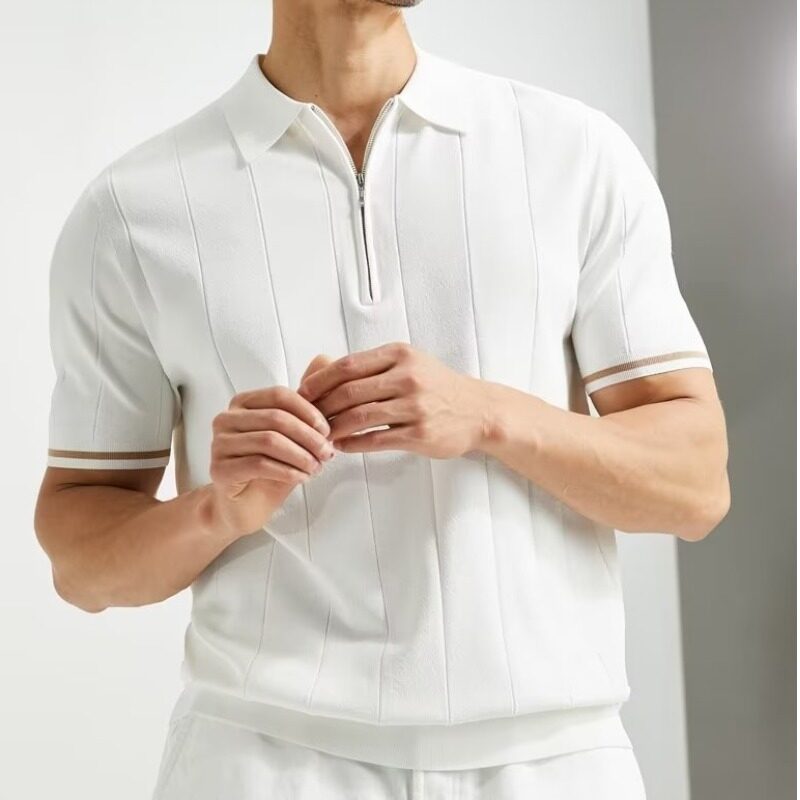 Fashion Short-sleeved Polo Shirt Summer Lapel Zipper T-shirt