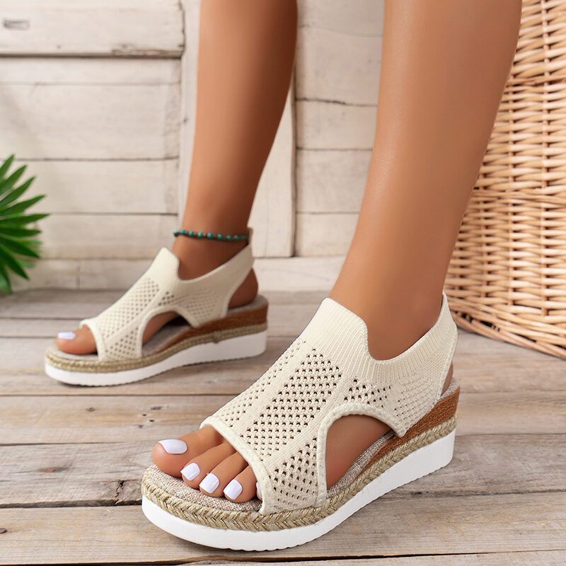 New Hollow Wedges Sandals Summer Fly Woven Breathable