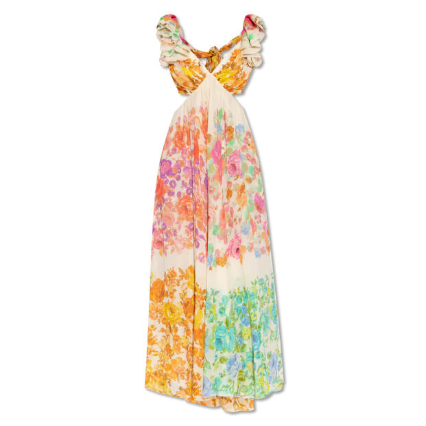 Fashion V-neck Ruffle Sleeve Long Dress Summer Romantic