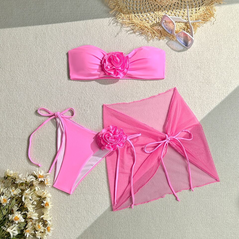Women's Tube Top With Three-dimensional Big Flower Tied