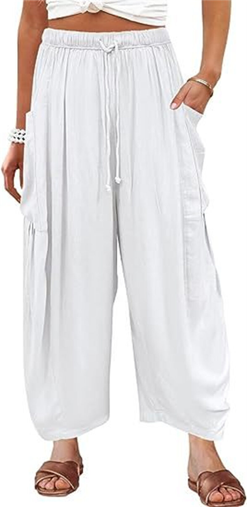 Fashion Wide Leg Pants Summer Loose Elastic High