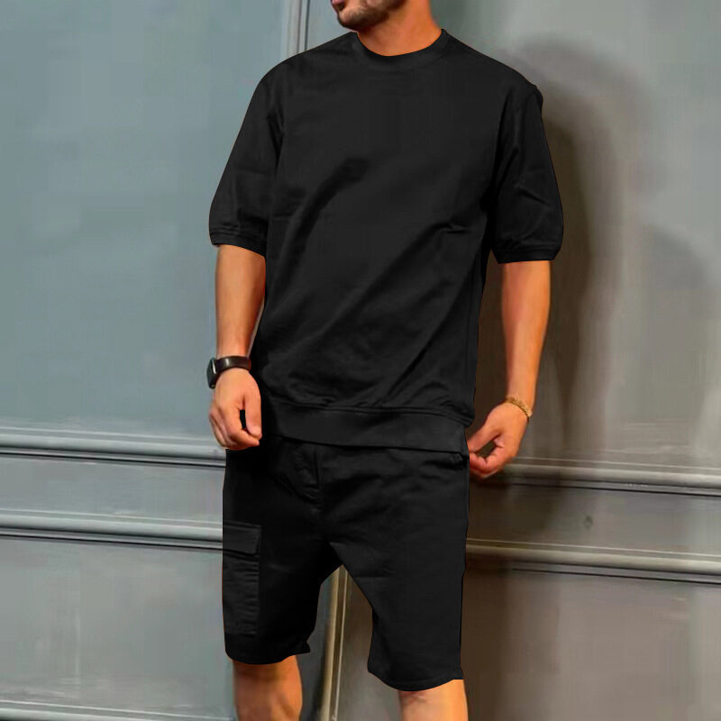 Men's Sports Suits Summer Round Neck Short-sleeved Top