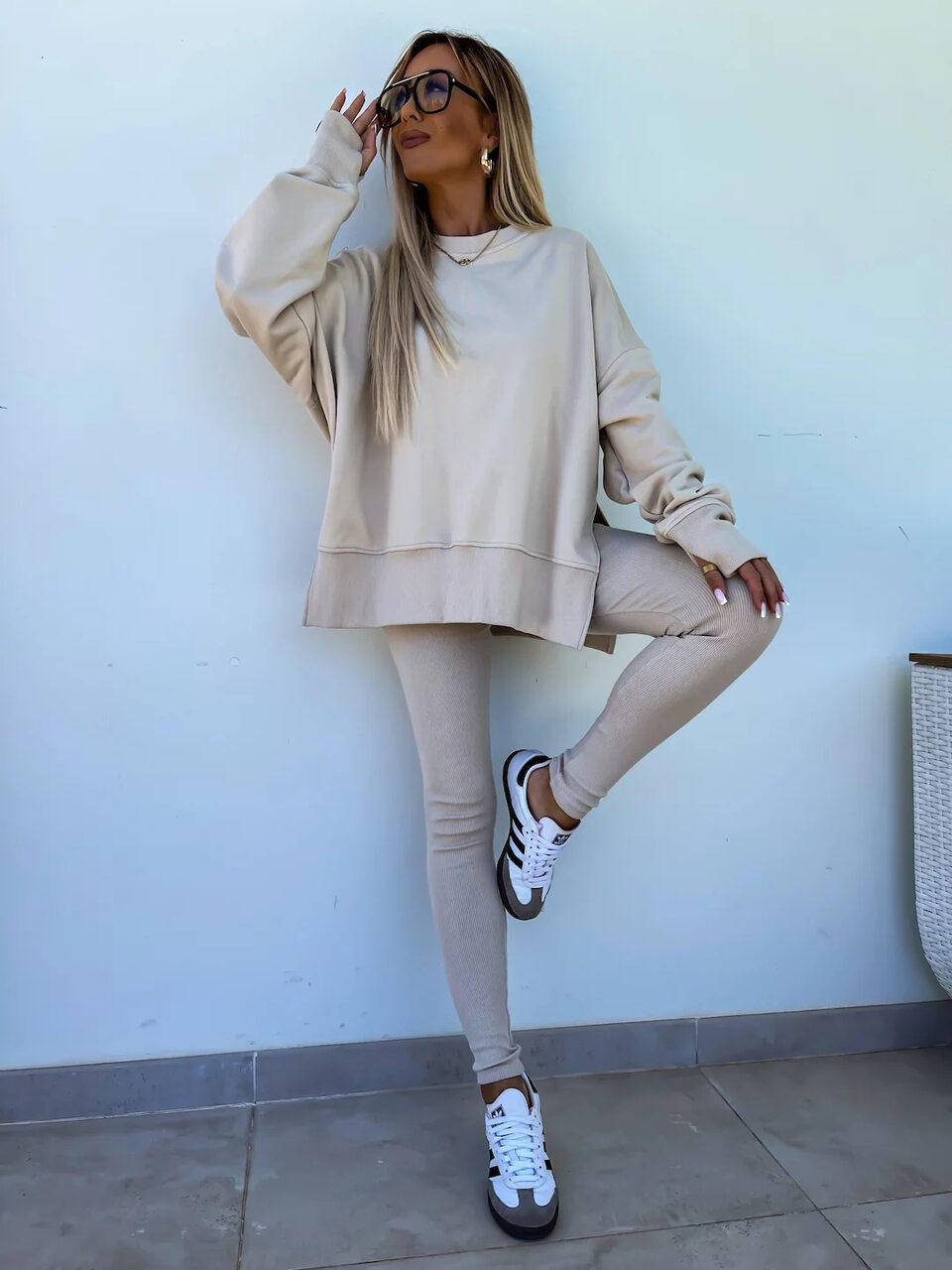 Sweater Suit Women's Casual Loose Long Sleeve Crew