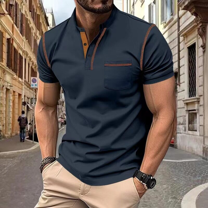 Men's Short Sleeve Polo Shirt Henry T-shirts -