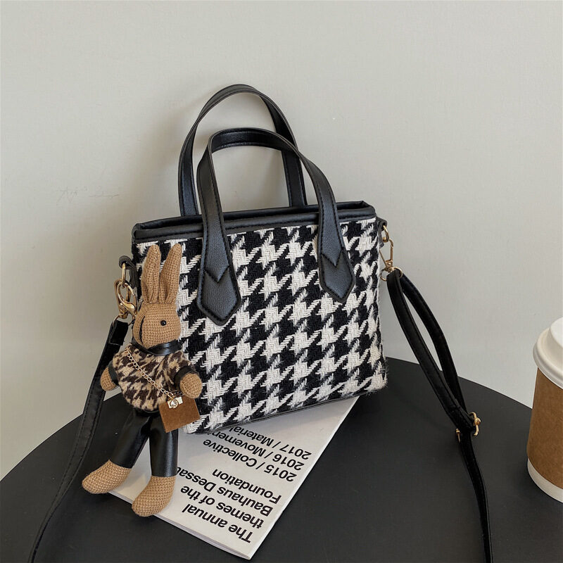 Fashion Houndstooth Shoulder Bags Portable Checkerboard Handbags All-match