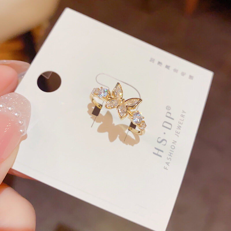 Fashion Jewelry Gold Plated Beautiful Sweet Diamond Inlaid
