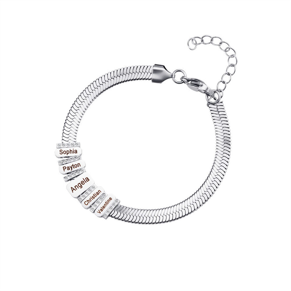 Names Beaded Bracelet Stainless Steel Personalized Jewellry Gift