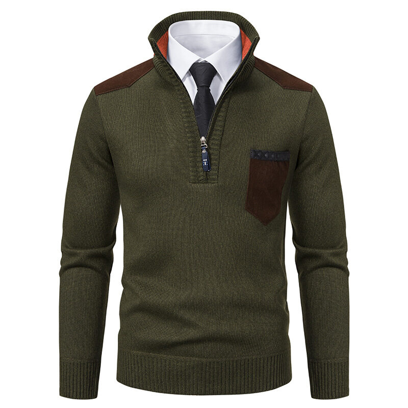 Pullover Men Sweater Thick Polo Shirts Korean Half