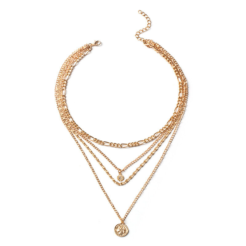 Chunky Gold Necklace Charm For Women Layered Silver