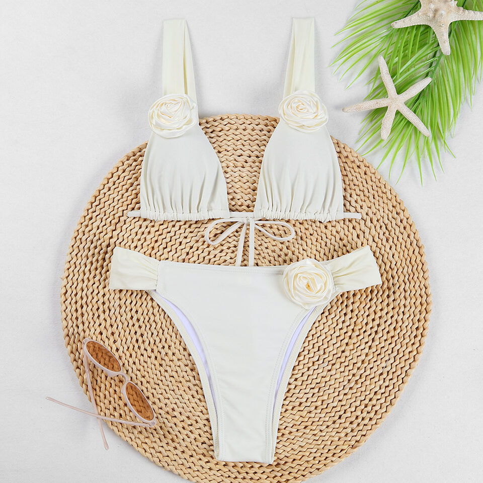 Summer Beach Bikini 3D Three-dimensional Flowers Set Sexy