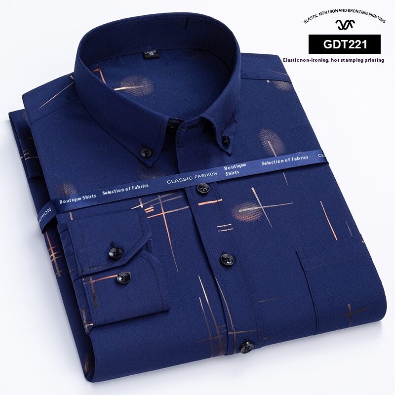 Middle-aged And Elderly Men's Non-ironing Anti-wrinkle Shirt Casual