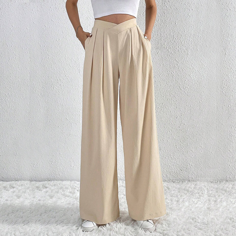 Summer New Solid Color Pleated Casual Wide-leg Pants