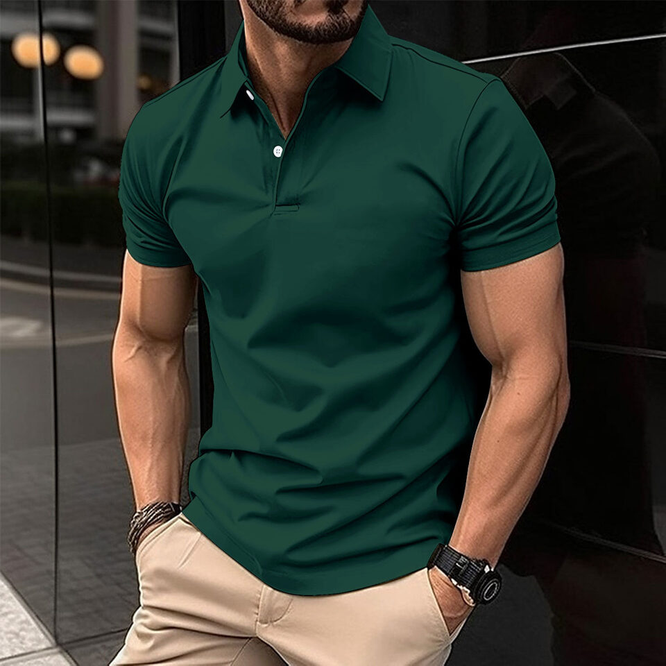 Summer Short Sleeve Polo Shirt Men Solid Color