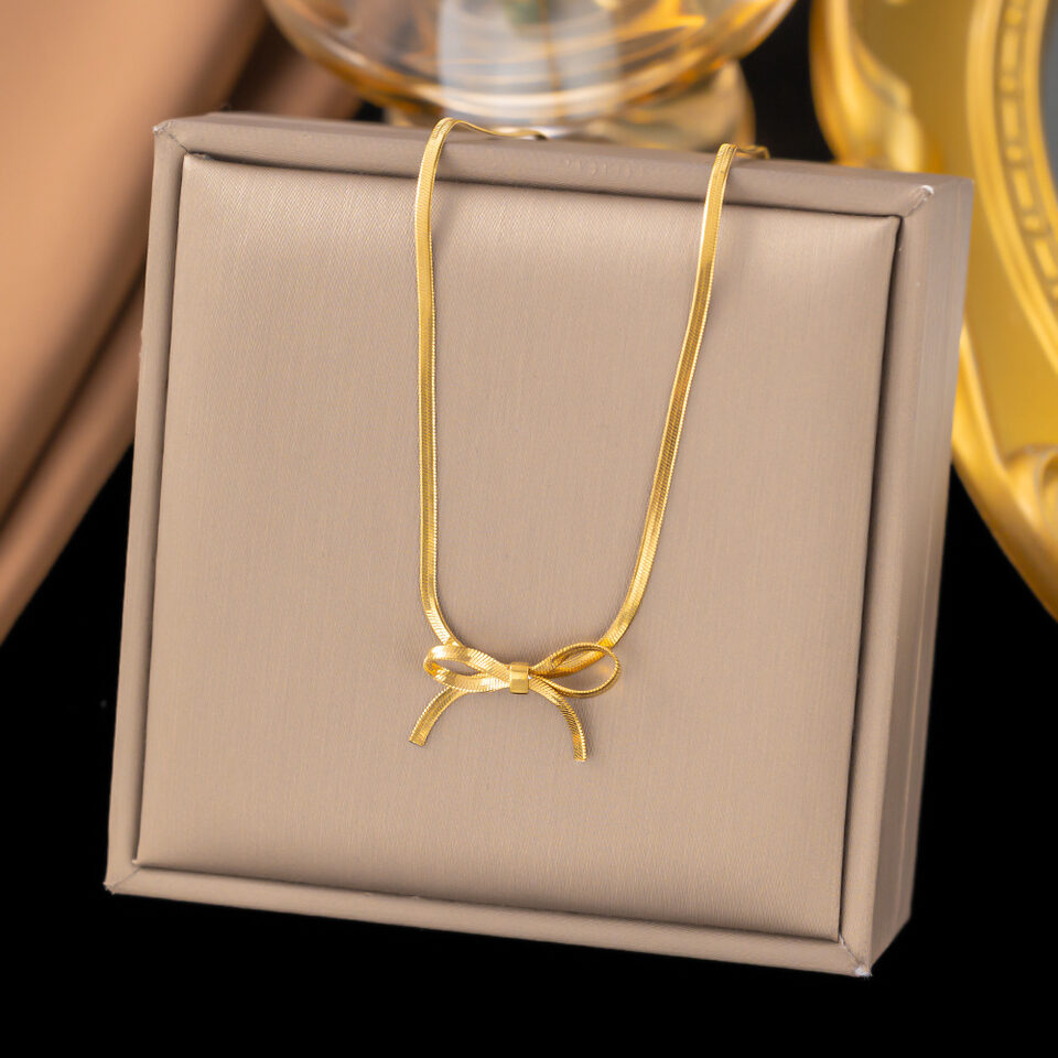 Fashion Jewelry New Trendy Bowknot Stainless Steel Gold