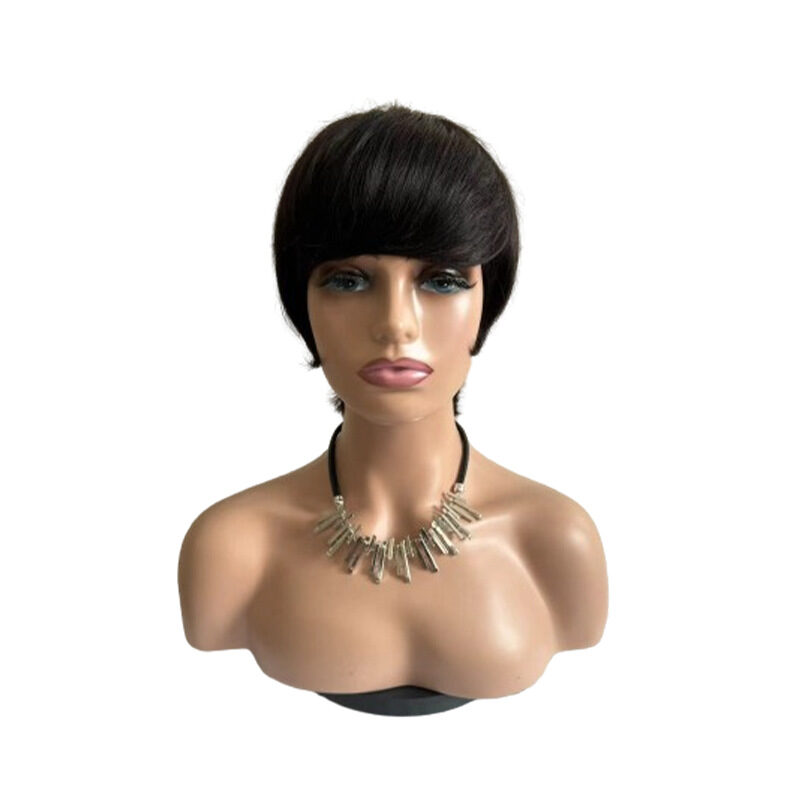 Short Straight Wig Women's Hair Head Cover Real