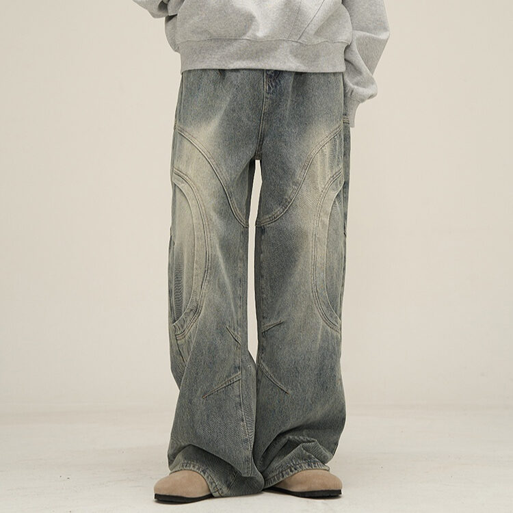 Deconstructed Design Sense Niche Straight Leg Jeans Man