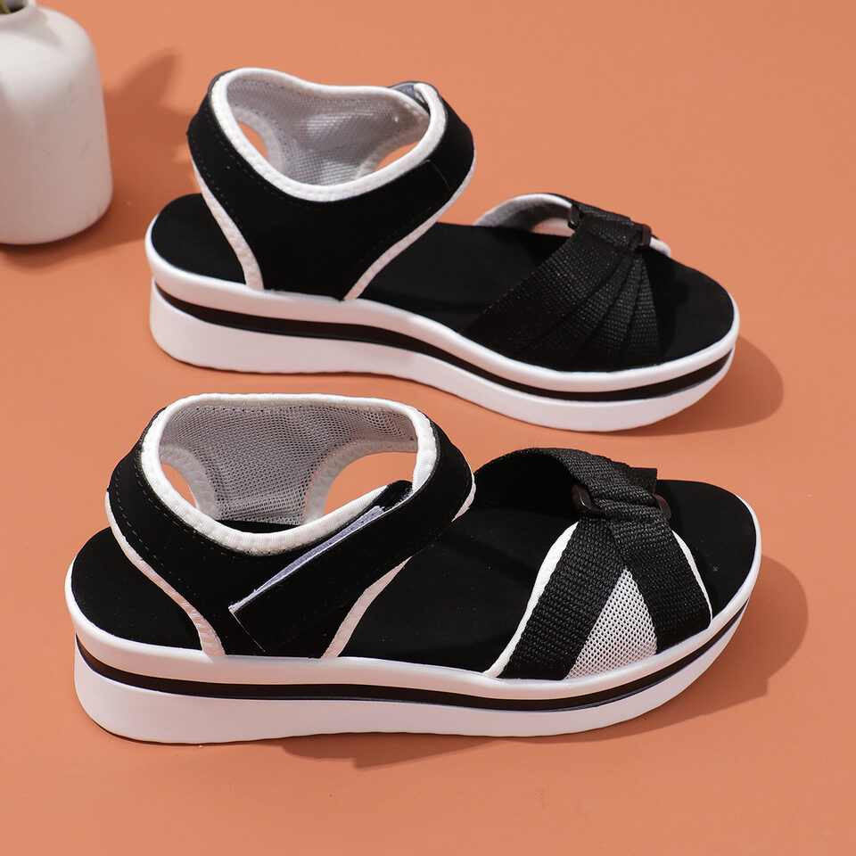 Summer Mesh Cross-strap Sandals With Velcro-design Thick Sole