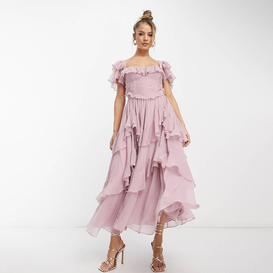 Summer Holiday Ruffled Short-sleeved Dress Fashion Backless Square