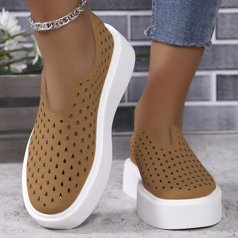Fashion Hollow Flats Shoes Casual Versatile Thick Sole