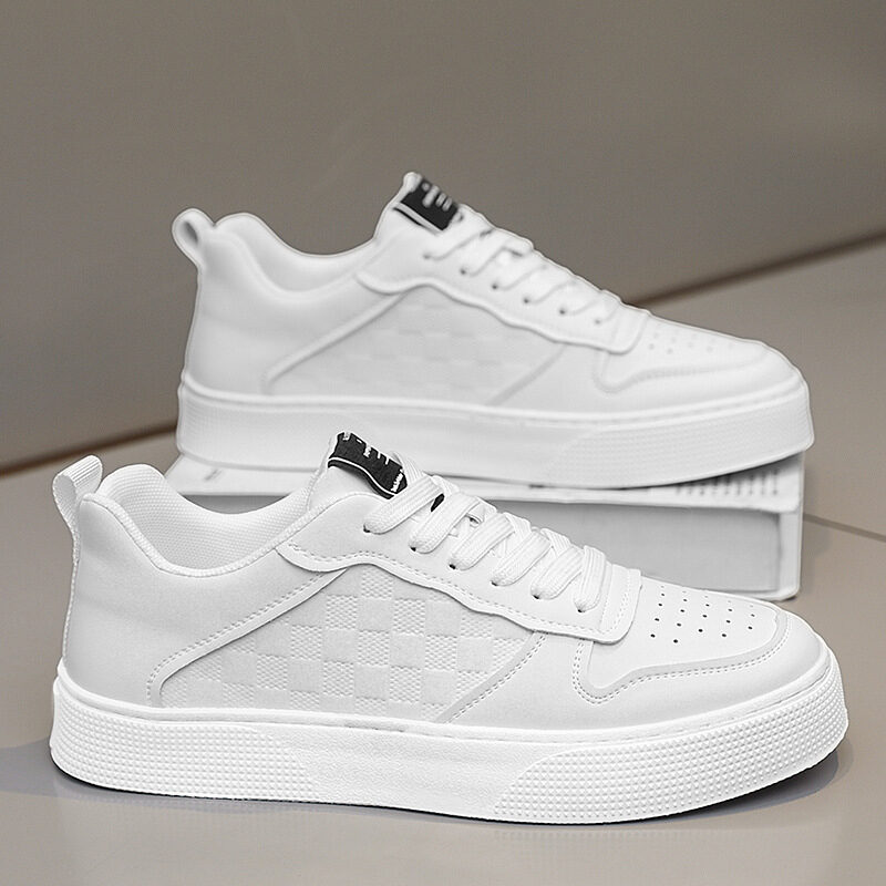 Casual Lace-up Sneakers Men Fashion Breathable Plaid Flats