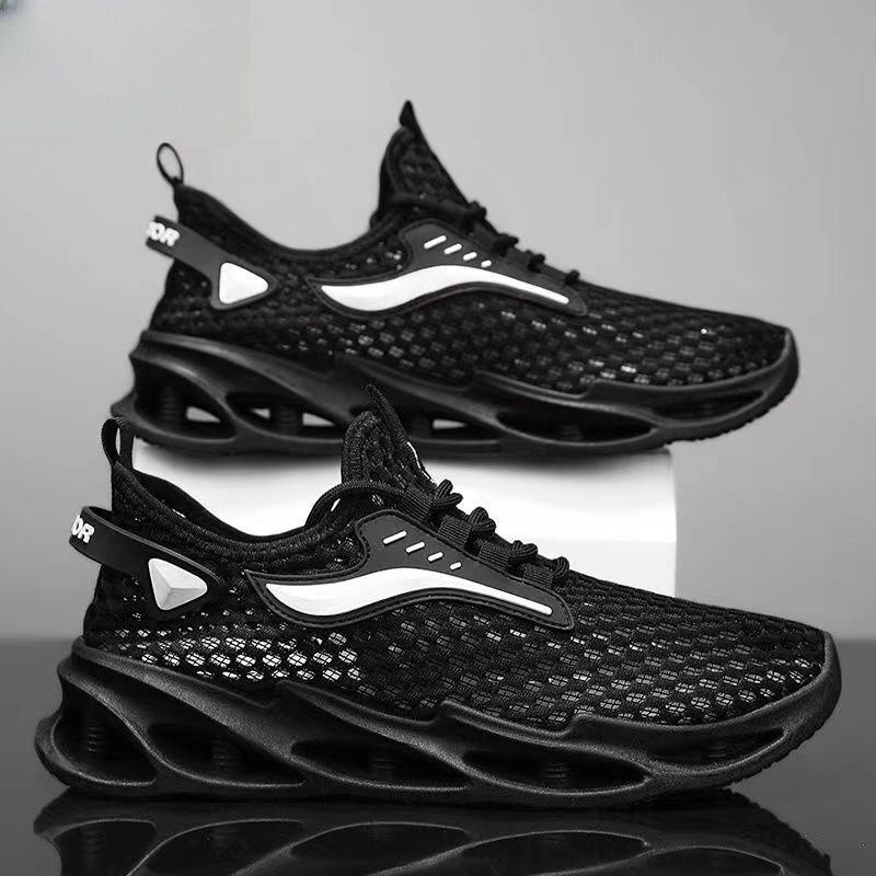 Men's Lace-up Sneakers Mesh Sports Shoes Fashion Hollow-sole