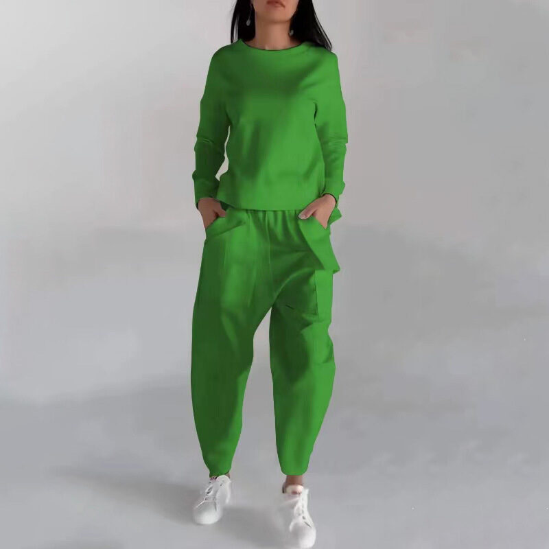 Solid Color Fashion Sweatshirt Long Sleeve Back Slit