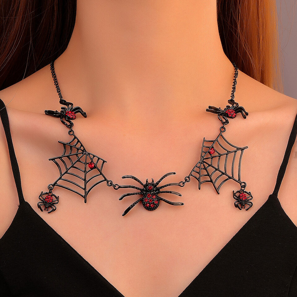 Halloween Spider And Web Necklace Personality Clavicle Fashion