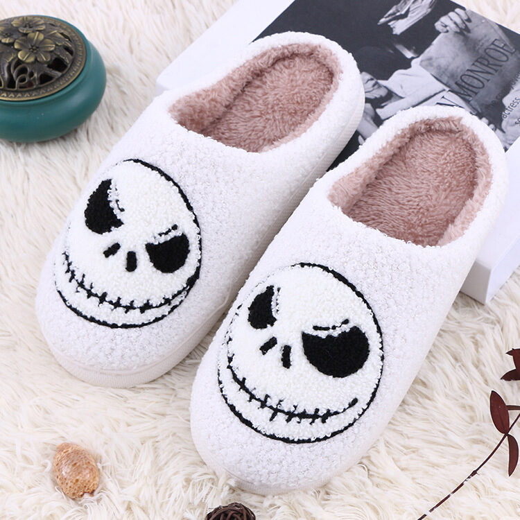 Halloween Skull-smirk Home Slippers Indoor Funny Non-slip House