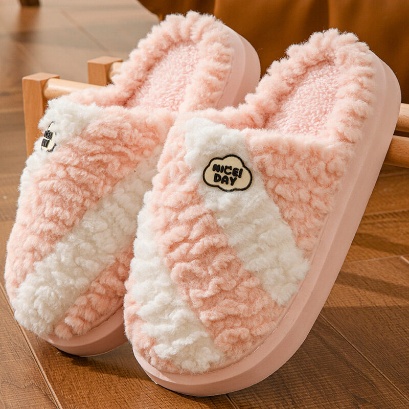 Fashion Color-matching Home Slippers Non-slip Couple House Shoes