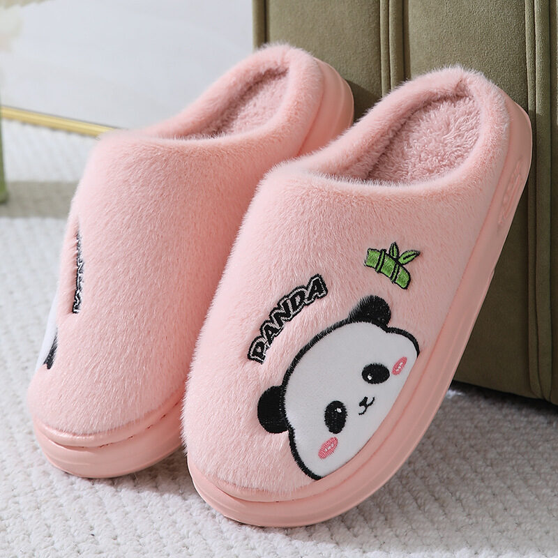 Cute Cartoon Panda Slippers Home Winter Warm Thick-soled