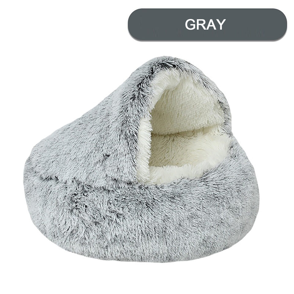 Luxurious Plush Round Cat Bed Soft Burrowing Cave