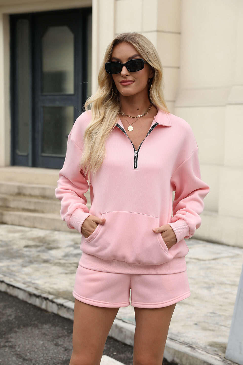 Casual Sweatshirt Suits Lapel Zipper Long Sleeve Top