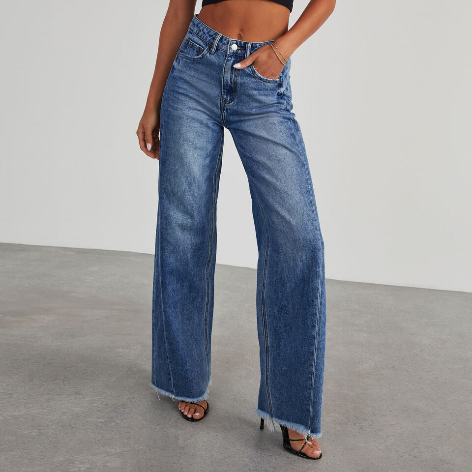Fashion High Waist Jeans With Pockets Comfortable Slim
