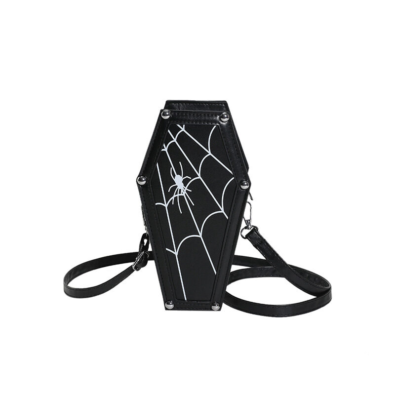 Halloween Coffin-shape Shoulder Bag Gothic Ghost Spider Web