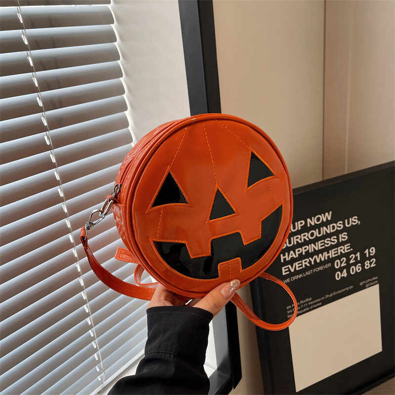 Halloween Pumpkin Small Round Bag Girls Funny Cute