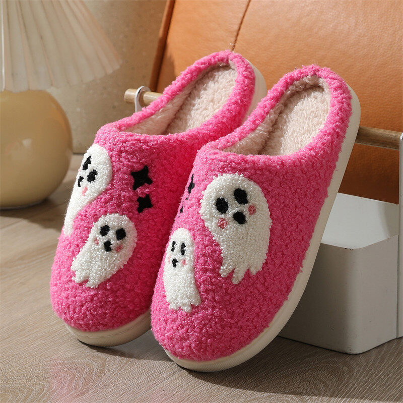 Halloween Cartoon Ghost Cotton Slippers For Women Indoor