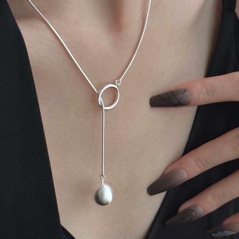 Ins Round Ball Ring Long Necklace Fashion Personality