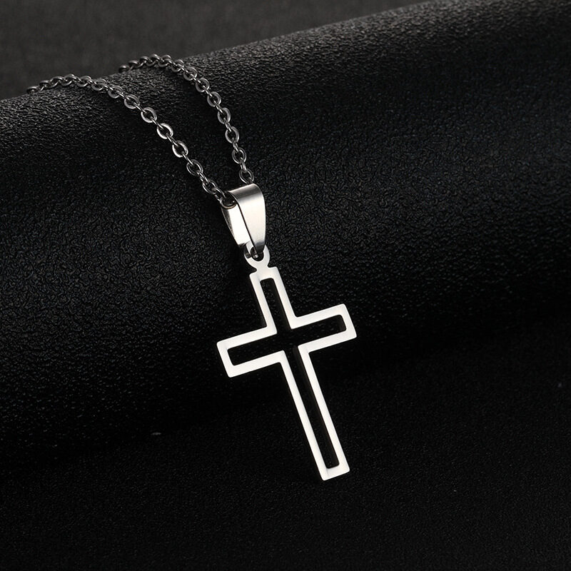 Stainless Steel Cross Necklace For Men Women Pendant