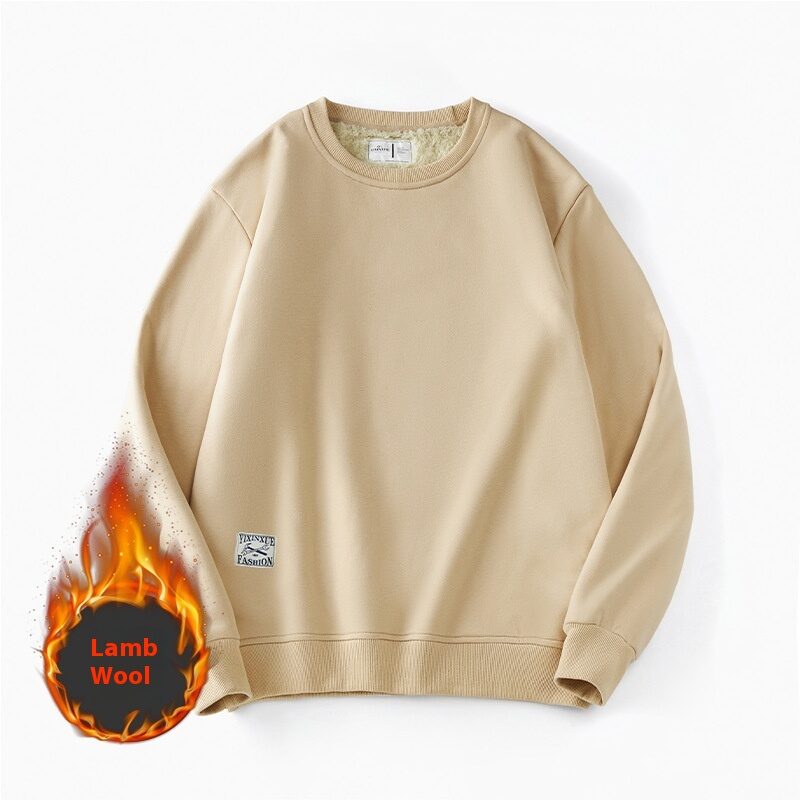 Winter Fleece Sweatshirt Warm Round Neck Pullover Top