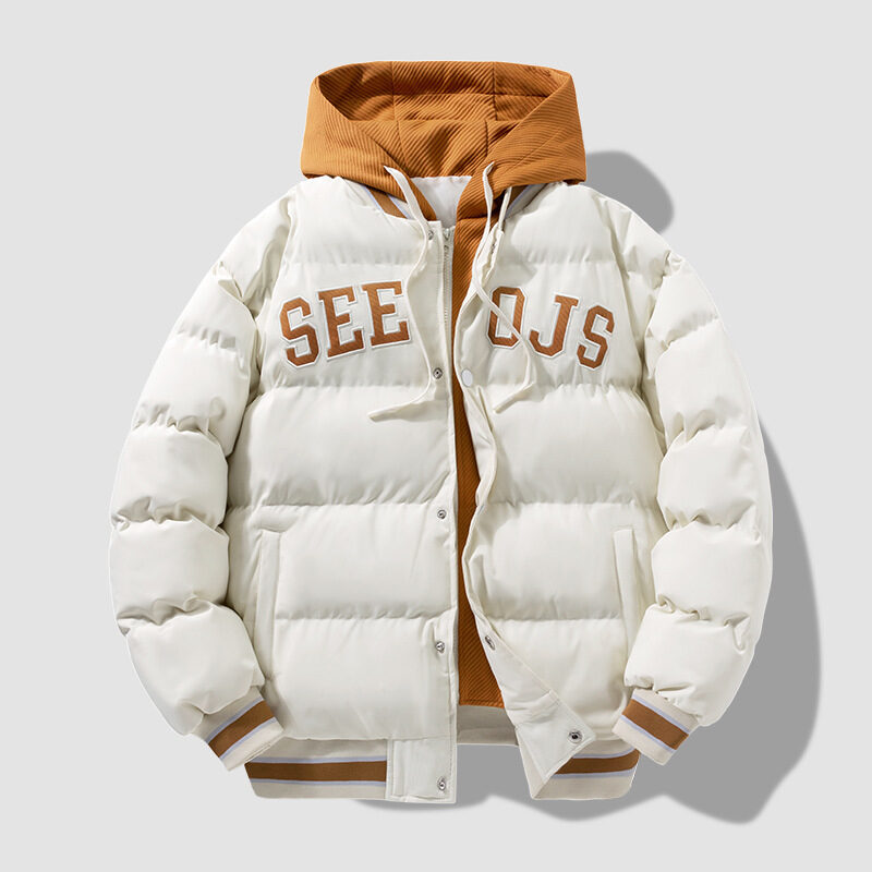 Fashion Letter Hooded Cotton Coat Winter Warm Solid