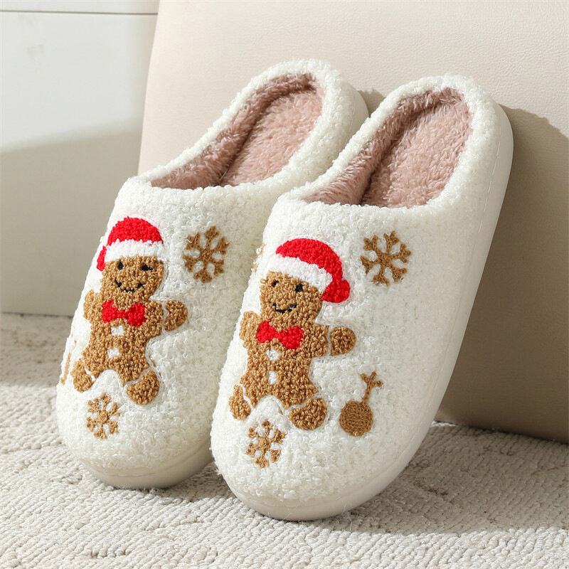 Christmas Snowflake Gingerbread Slippers Winter Indoor Non-slip Floor