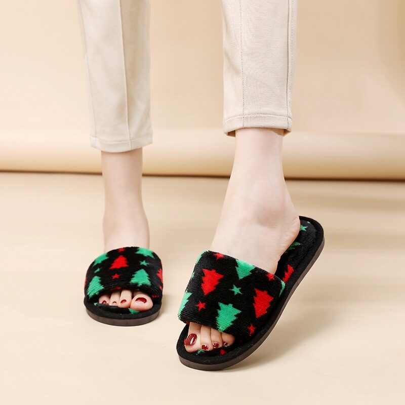Christmas Tree Home Slippers Fashion Floor Bedroom Open-toe