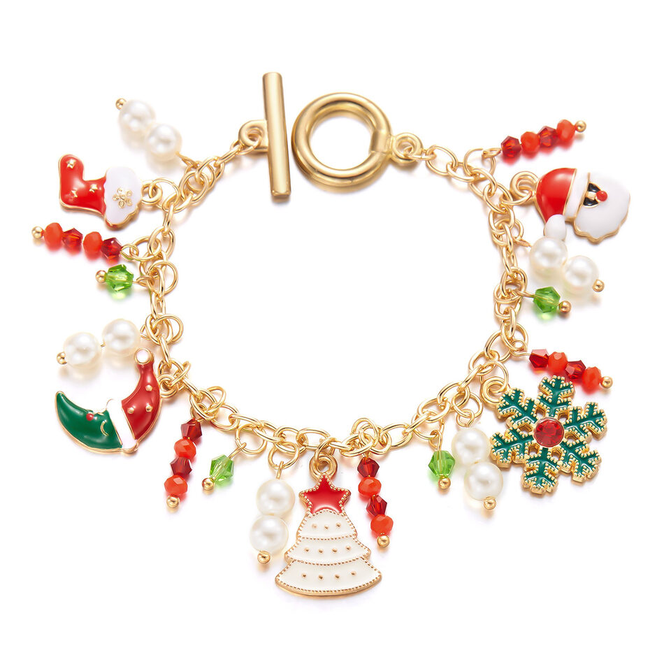 Personalized Christmas Bracelet Tree Santa Claus Pendant