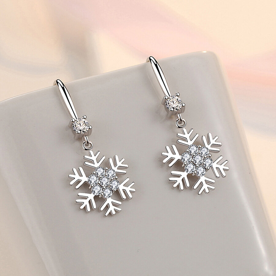 Temperament Snowflake Earrings With Rhinestones Fashion Personalized Christmas