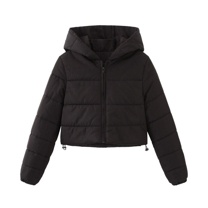 Fashion Zipper Hooded Short Coat Winter Mandela-color Jacket