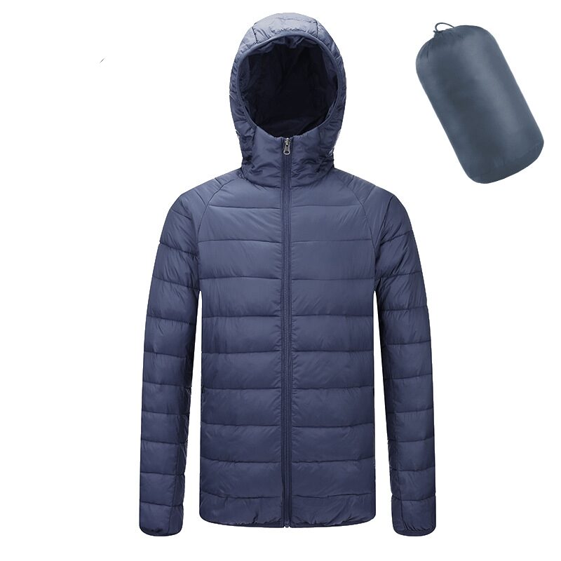 Men's Lightweight Hooded Coat Winter Warm Solid Color